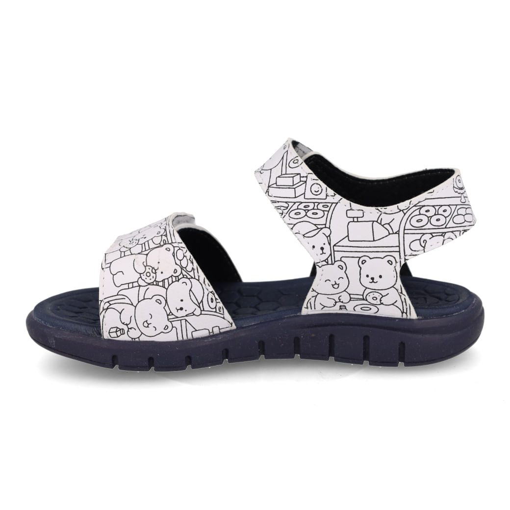 Sandália papete infantil Kidy vista lateral esquerda, design confortável e fechamento em velcro